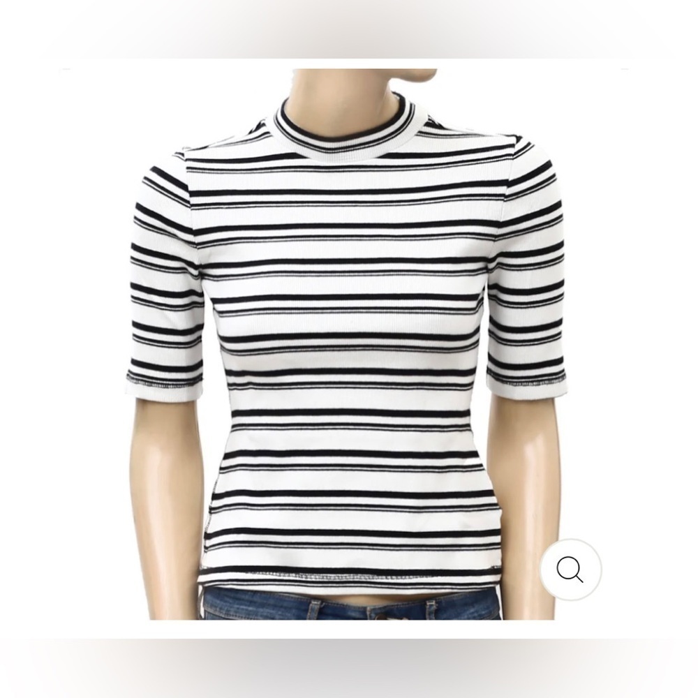 MAEVE ANTHROPOLOGIE MOCK NECK RIBBED BLOUSE TOP XS - Picture 5 of 14